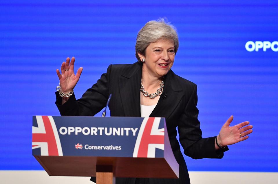  Theresa May danced her way on stage today as she opened her conference speech