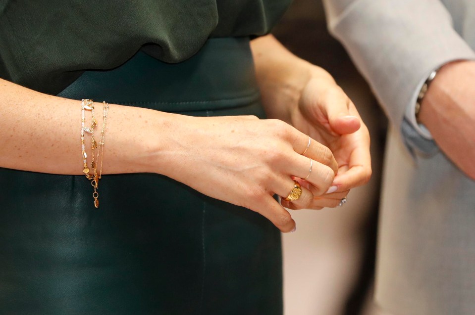 Meghan also wore the brand's gold leaf bracelet