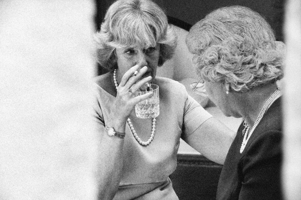  Camilla and the Queen take some girl time in this black and white shot