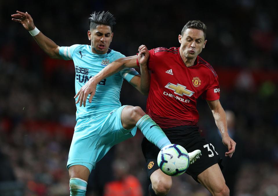 Matic, pictured in action against Newcastle on Saturday, faces a race against time to be fit for the Stamford Bridge showdown