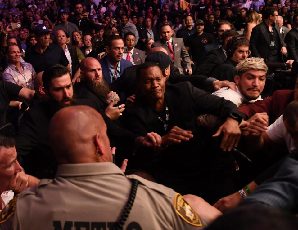 Dillon Danis is involved in a melee after UFC main event