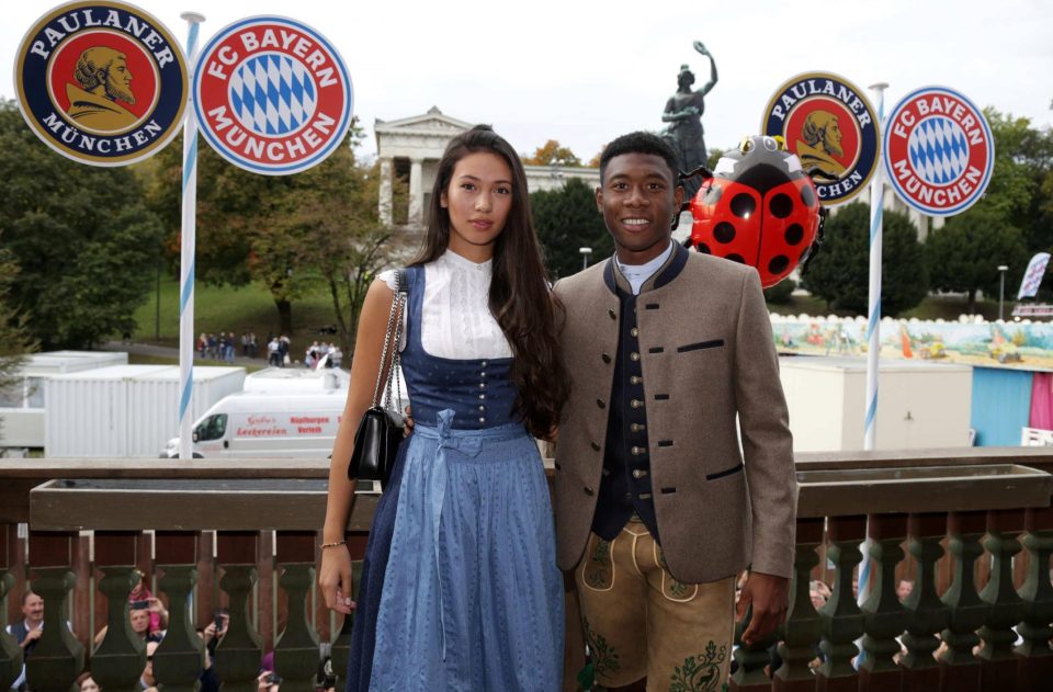  Austrian international David Alaba was all smiles despite Bayern's 3-0 loss against Borussia Monchengladbach