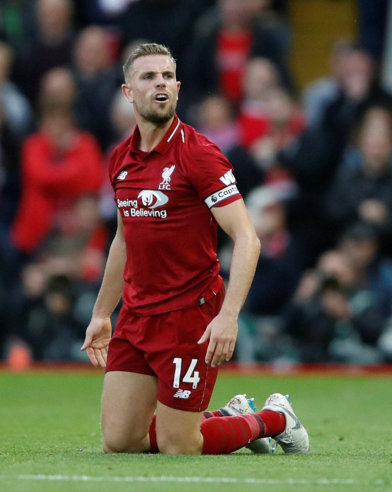 Jordan Henderson was hauled off the pitch at half-time against Huddersfield