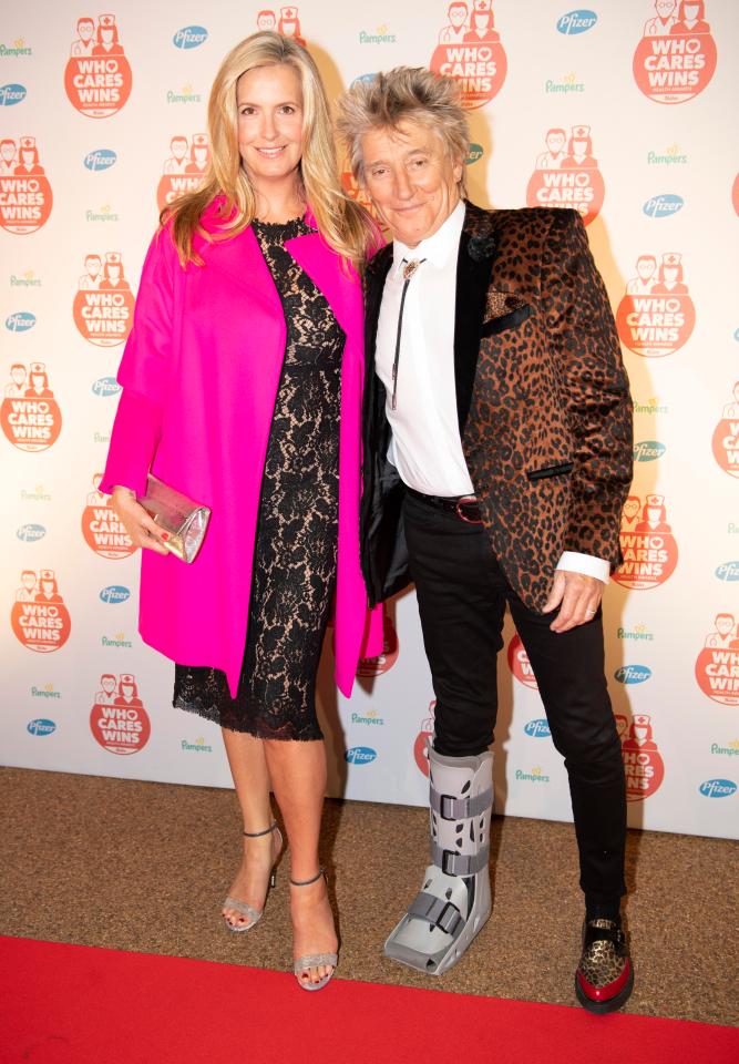  Sir Rod Stewart attended The Sun's Who Cares Wins award while wearing a foot brace