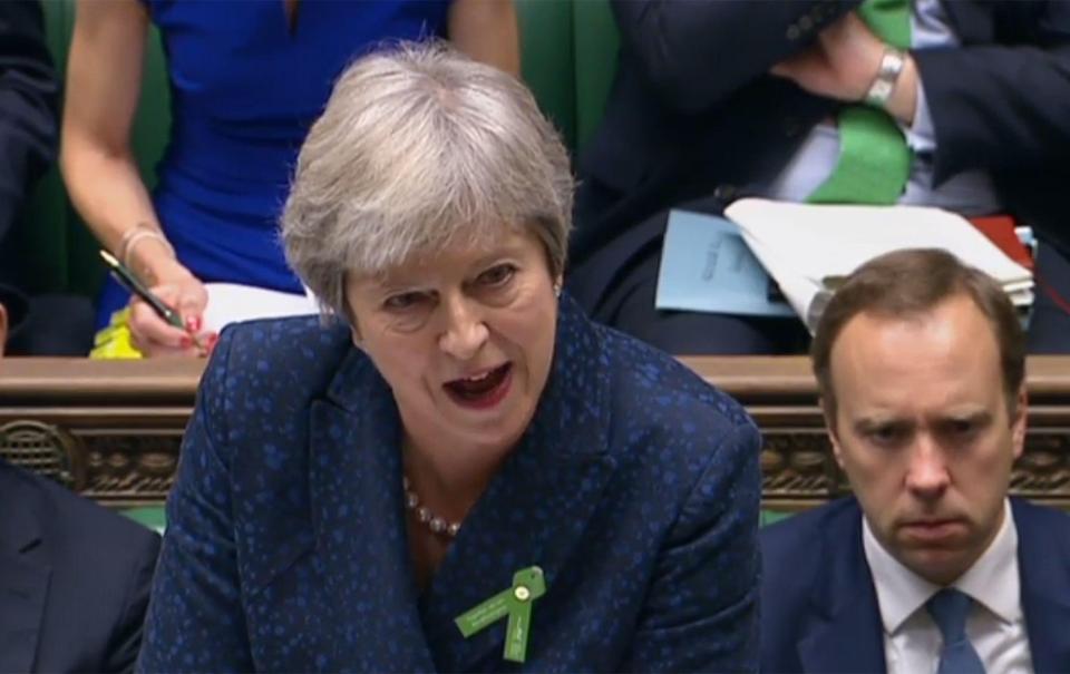  Theresa May pictured at PMQs today