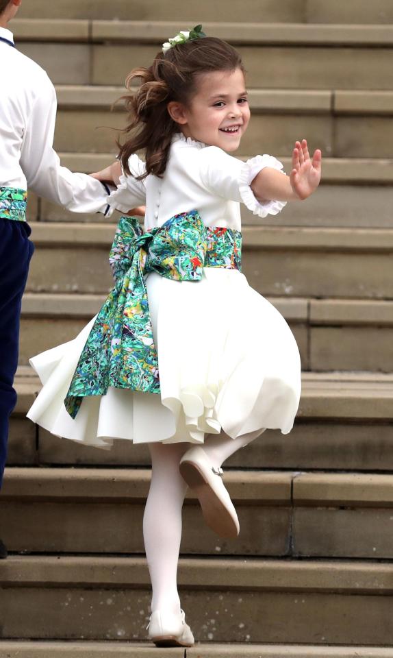 Theodora gave a cute wave to the crowds