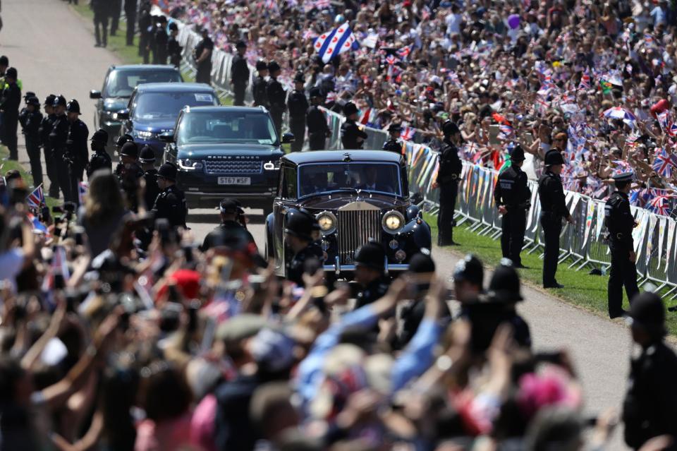  Crowds pack the same park area in May to cheer on Prince Harry and his bride Meghan Markle