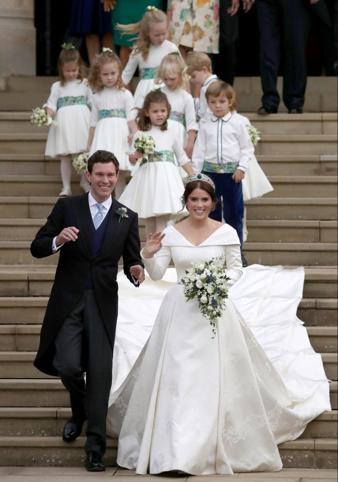 Princess Eugenie had six flower girls and two page boys for their wedding on Friday at St George’s Chapel in Windsor Castle