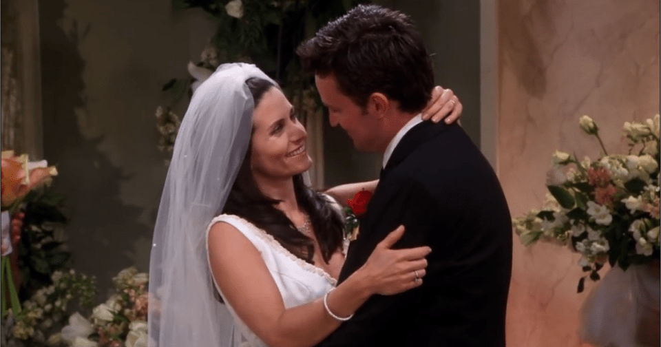 Monica ends up marrying Chandler is a completely different dress – after trading it for a favour from Megan