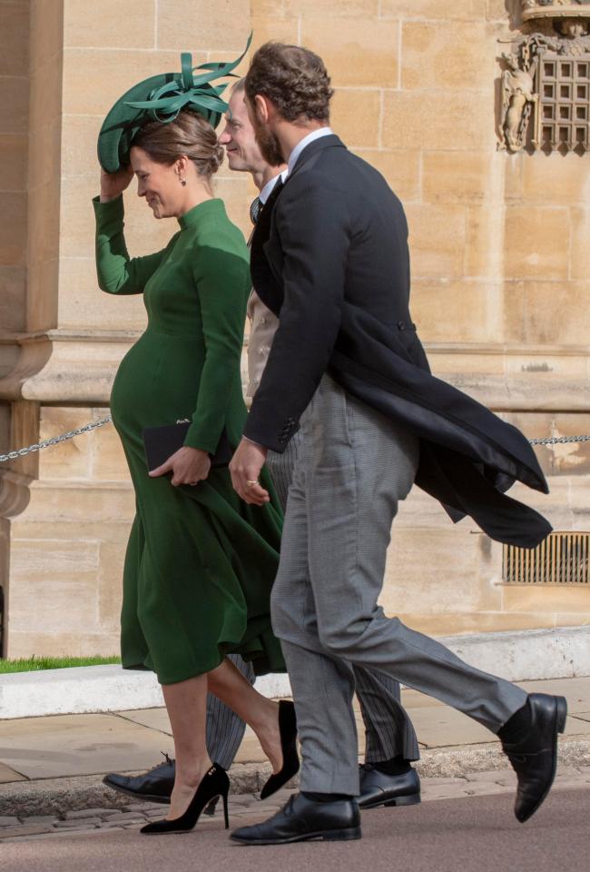  Heavily pregnant Pippa Middleton made her way to the chapel with her husband and brother