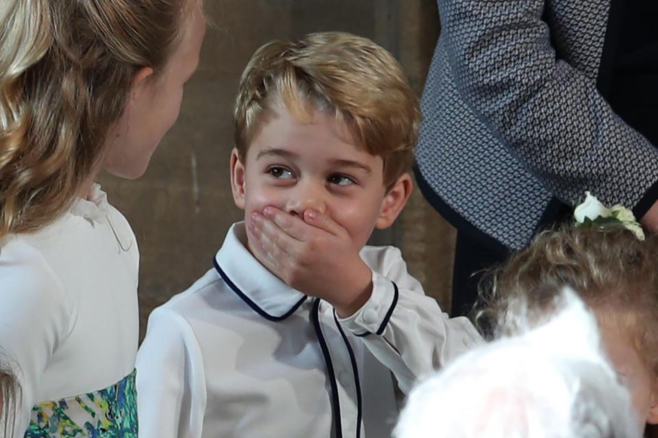  Prince George was seen giggling with the other children in the bridal party