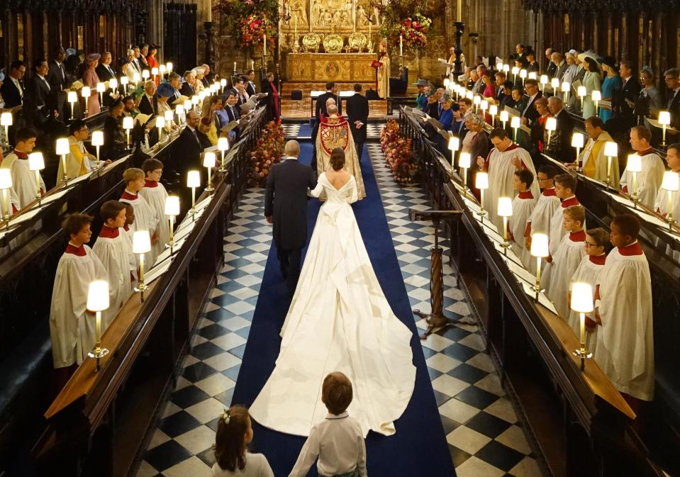  Princess Eugenie was walked down the aisle by her father