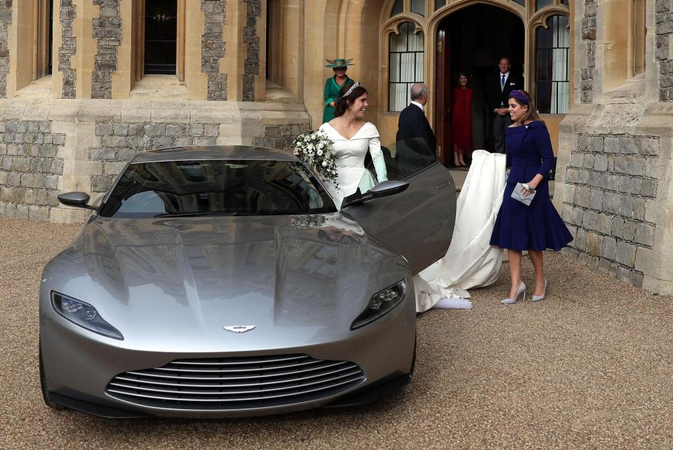  The princess was helped into the car after the ceremony