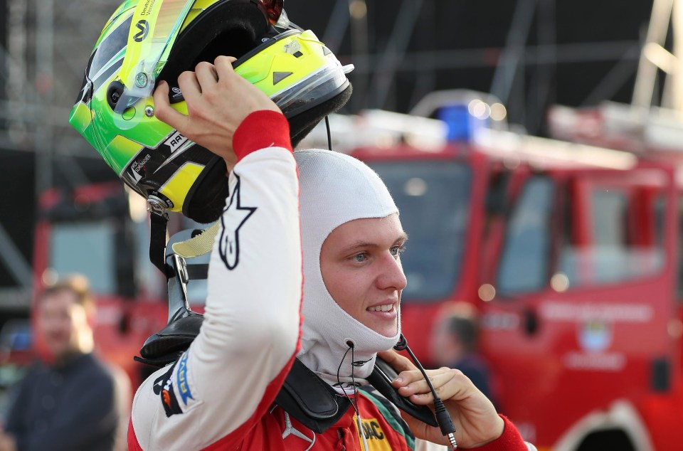 Mick Schumacher enjoys his moment of triumph as he clinches the F3 crown in Hockenheim