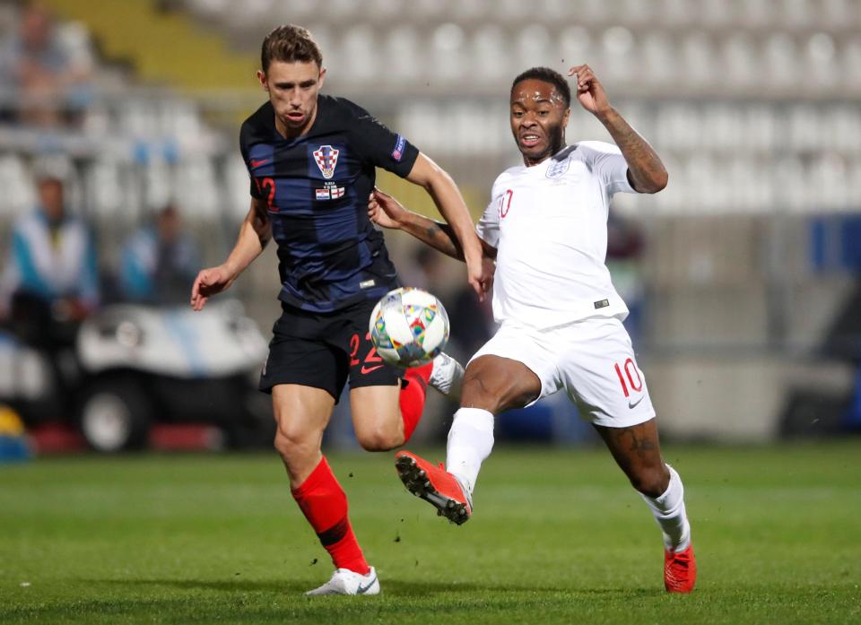  England's team sheet showed Raheem Sterling playing right wing-back