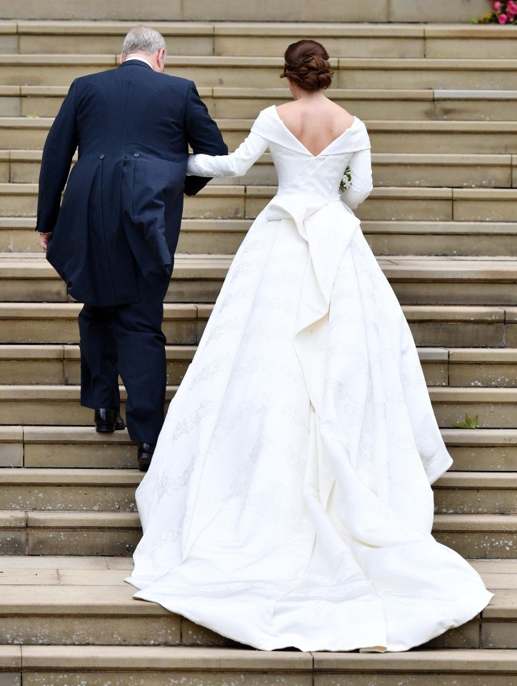  Prince Andrew of York walks his daughter Eugenie up the steps of St Georges Chapel, Windsor