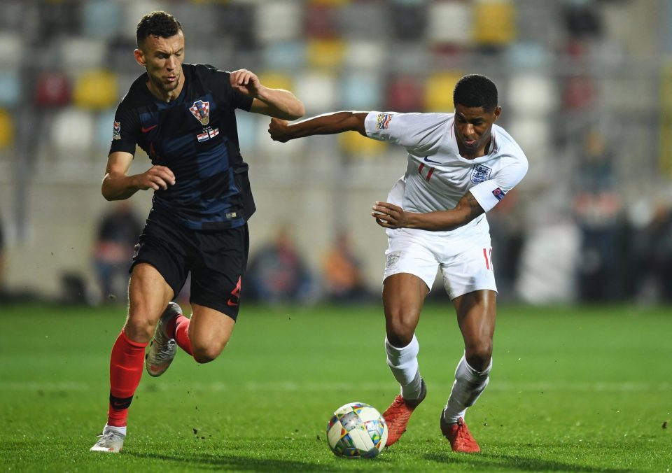  Manchester United ace Marcus Rashford in action against Ivan Perisic