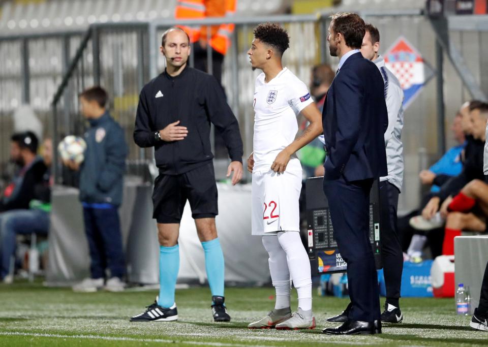  Jadon Sancho came on for Raheem Sterling late in the second half