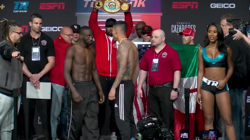  Terence Crawford and Jose Benavidez Jr shared a heated face off after weighing in