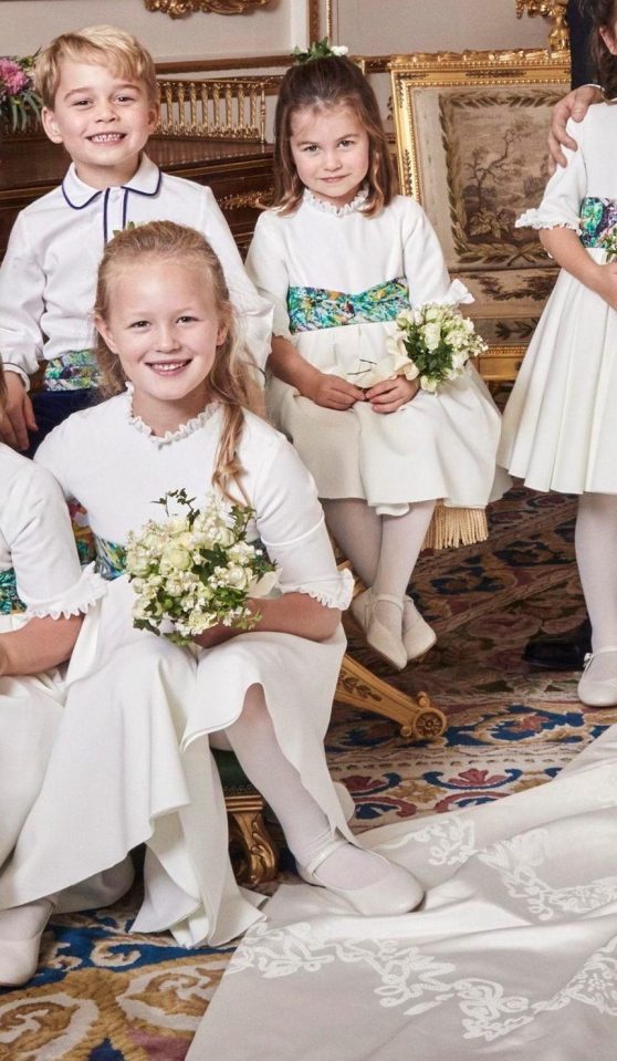  The daughter of Peter and Autumn Phillip can be seen with her left foot prominently on the Peter Pilotto and Christopher De Vos gown