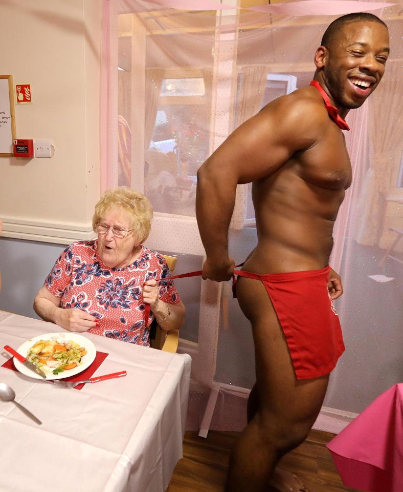  The elderly ladies showed they were game for a laugh with the hunks