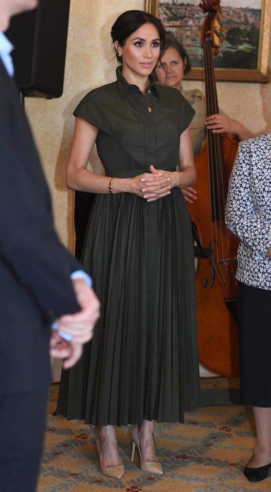 The Duchess also wore a Brandon Maxwell midi dress