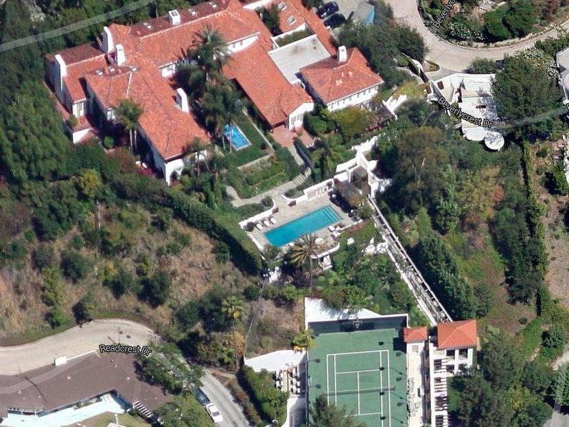  An aerial view of his Beverly Hills home