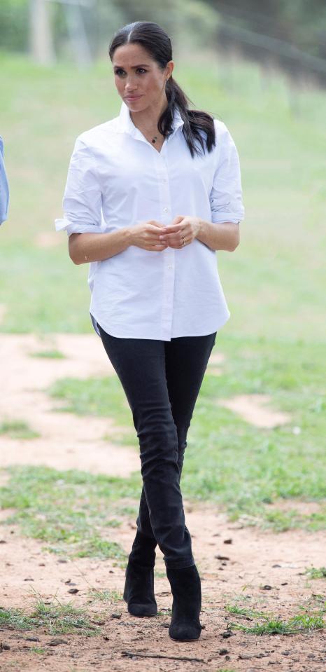 Meghan wore a pair of black jeans by Australian designer Outland