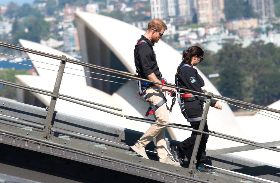  Prince Harry and Meghan Markle visited the Sydney Harbour Bridge in Sydney, Australia