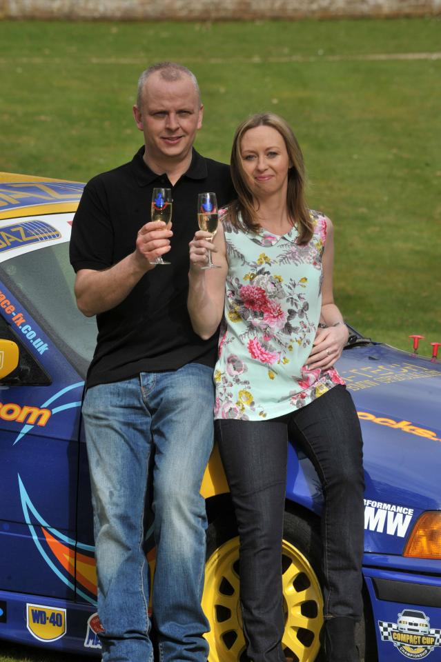 Neil Trotter and partner Nicky Ottaway celebrate his 2014 mammoth win with some bubbly