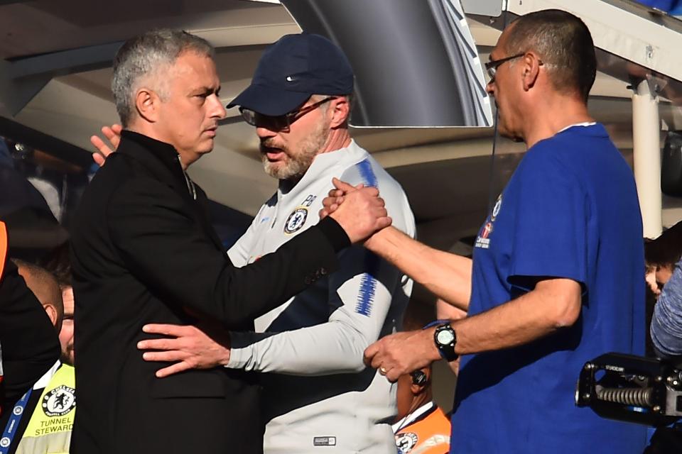  Maurizio Sarri and Mourinho shake hands after the enthralling encounter