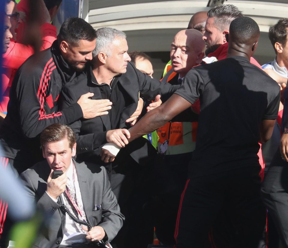  Mourinho looked to chase Ianni down the tunnel before being blocked by stewards