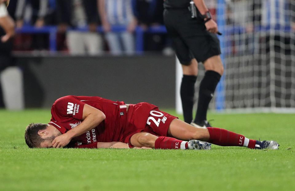 Adam Lallana was forced off the field with an injury