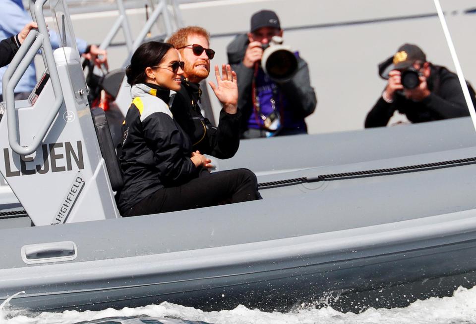  Harry and Meghan are taken out on a speedboat to watch the Invictus Games sailing events