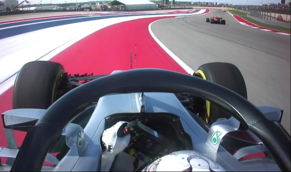  But incredibly Verstappen held on, and Lewis Hamilton was left careering out to the left