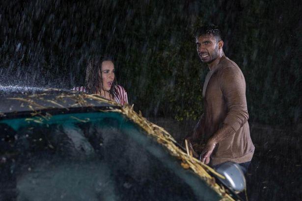  Sinead and Sami shelter from the rain inside his car before they get cosy