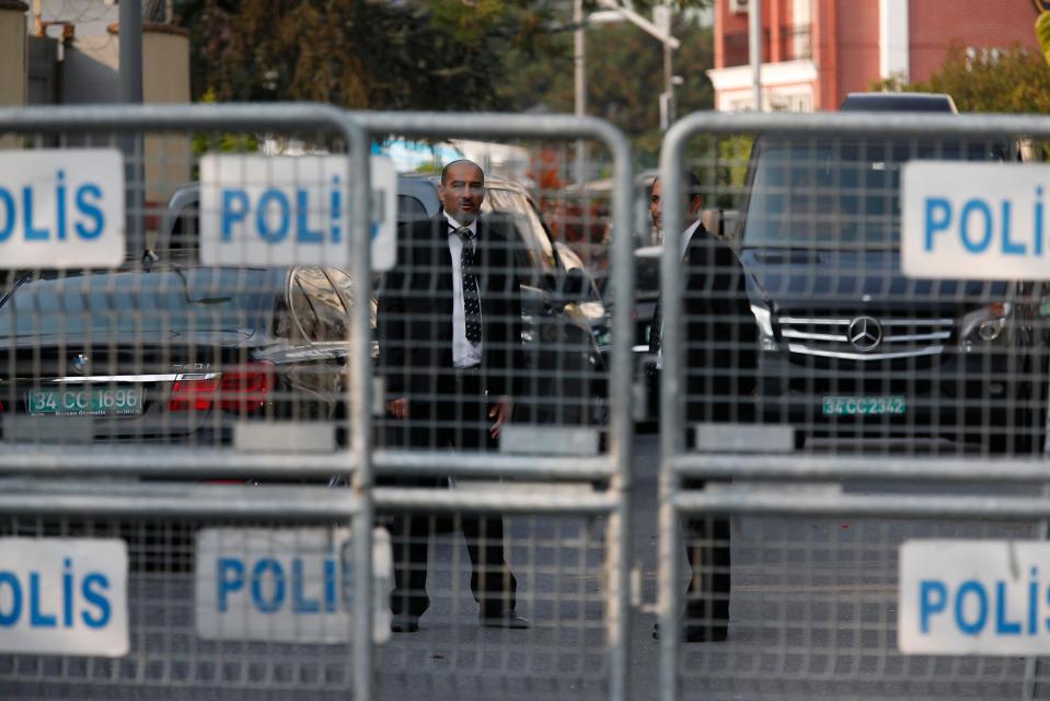  Security personnel guarding Saudi Arabia's consulate in Istanbul today