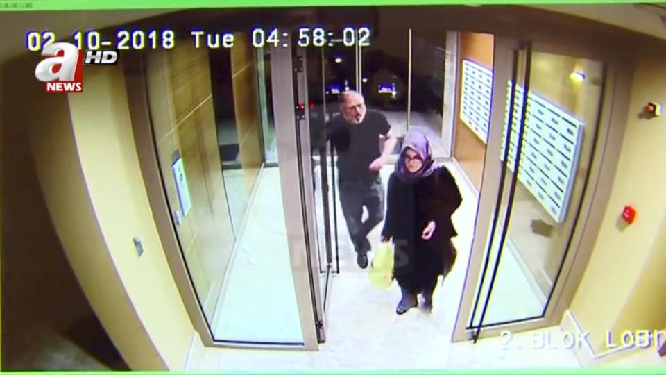  CCTV shows Khashoggi and his fiancee entering their residence on the day he disappeared