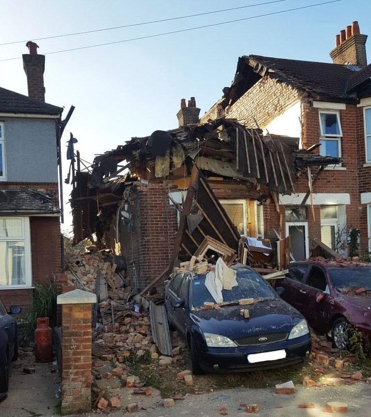  Two people in their 60s were hurt in a suspected gas explosion in Poole today