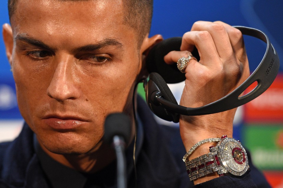 Cristiano Ronaldo sported a stunning diamond-encrusted watch at his press conference on Monday