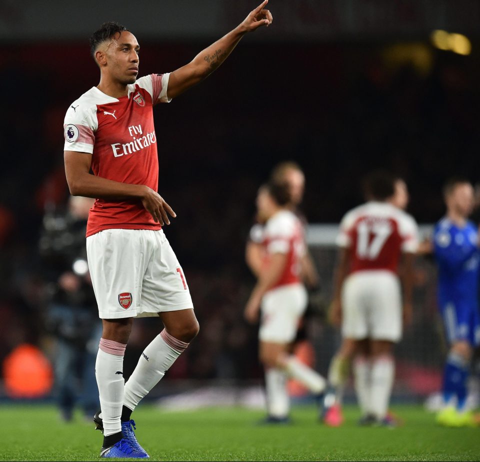  Arsenal's two-goal sub Pierre-Emerick Aubameyang hails home fans after an electric atmosphere - and comeback - at the Emirates