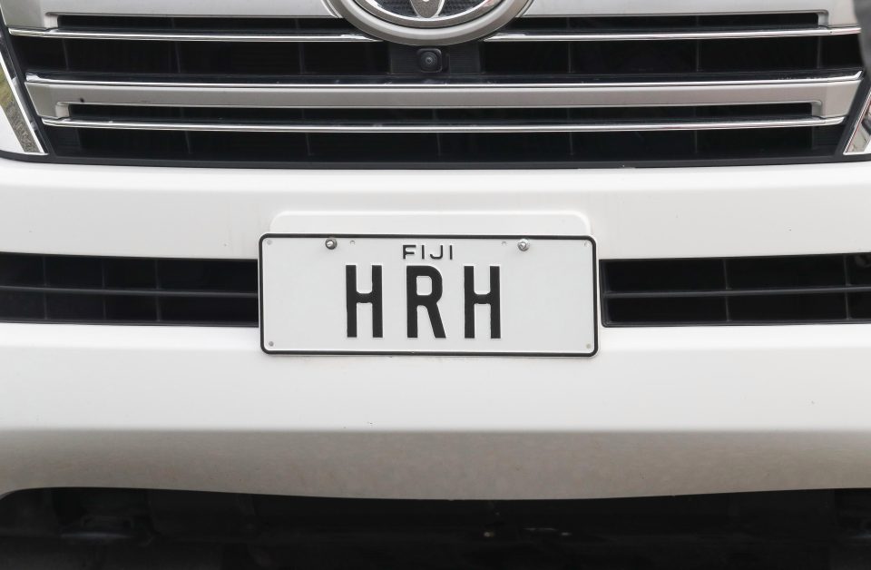  Licence plate of Prince Harry as he attends the war memorial wreath laying