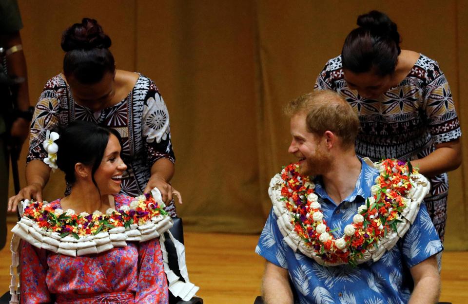  Harry was without Meghan for the first engagement of the day but she later joined her husband