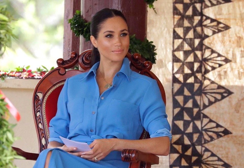 Meghan enjoyed a performance from The Tupou College Boys Choir to commemorate the event