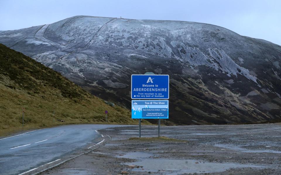  The first dusting of snow today at the summit of The Cairnwell in Glenshee in the Cairngorm National Park