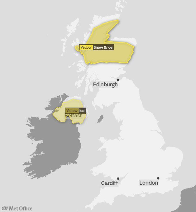  There is a yellow ice warning for Northern Ireland this morning