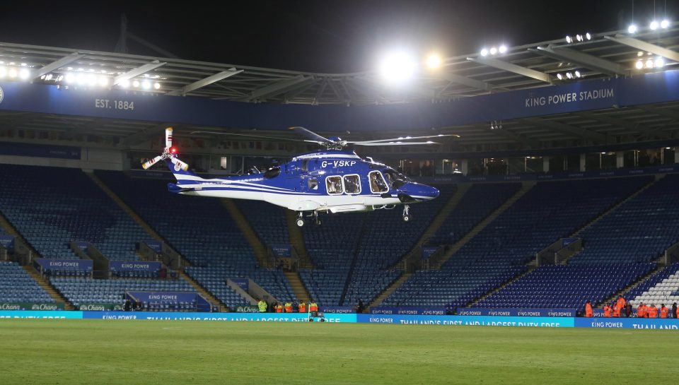  The helicopter was seen landing on the pitch after the final whistle