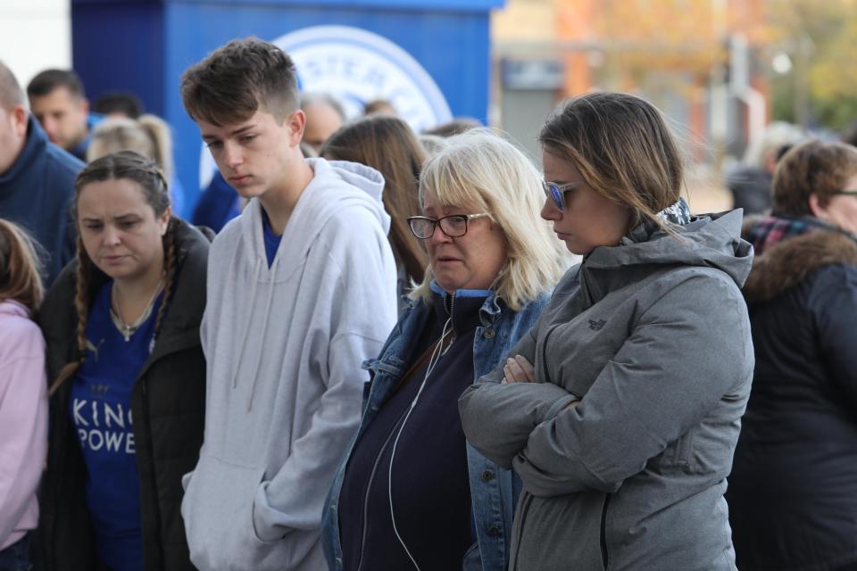  Emotional fans paying tribute at Leicester City grounds this morning following the helicopter crash