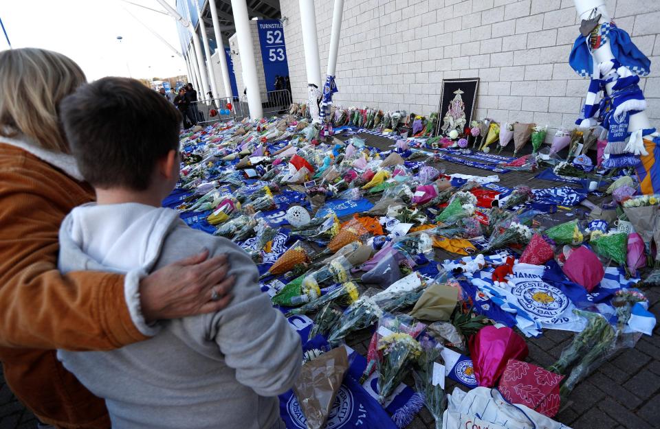  Fans flocked to the King Power Stadium on Sunday to lay flowers