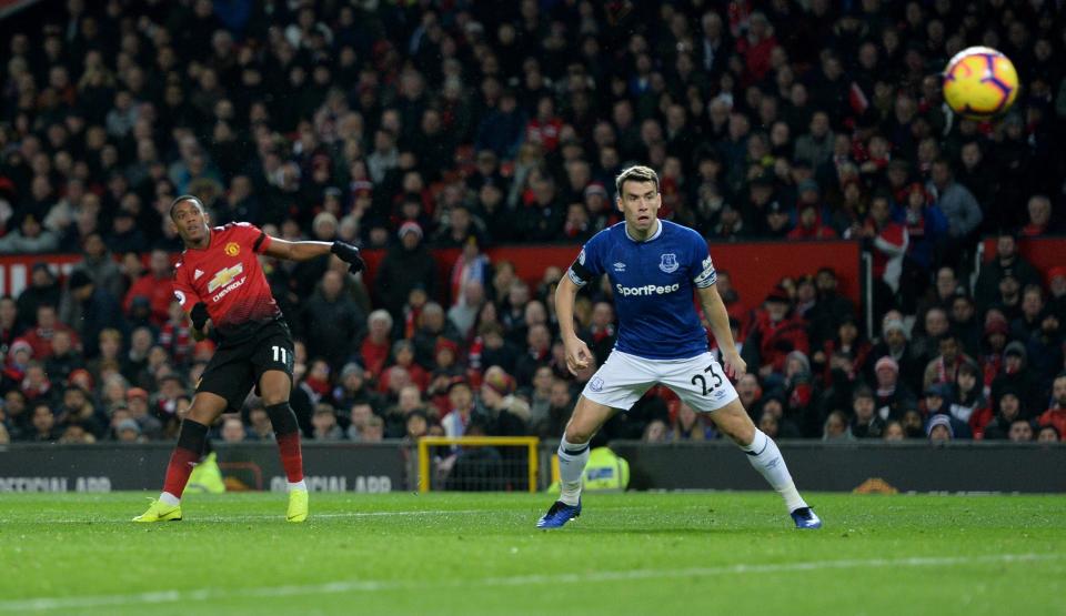  Martial has four goals in four games including a stunning strike against Everton on Sunday